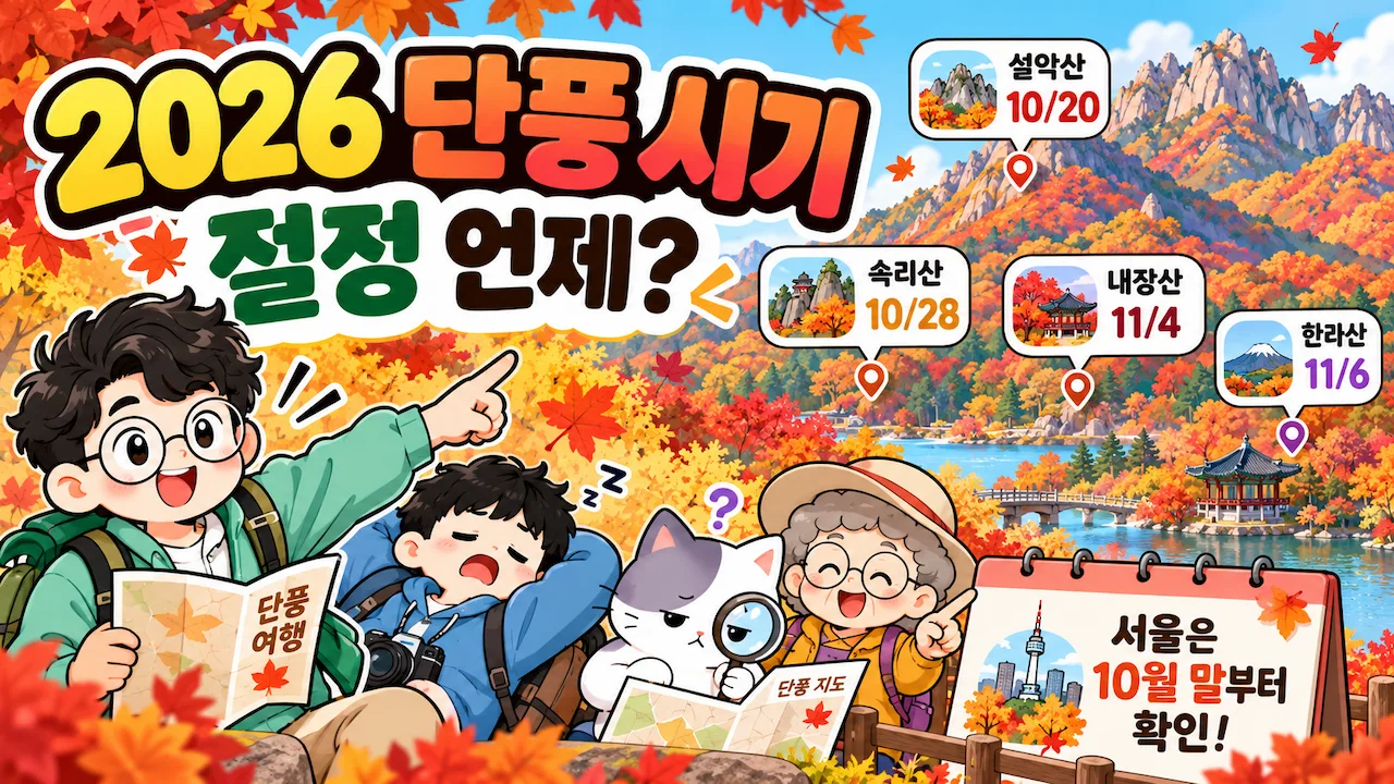 2026 단풍 시기와 설악산·속리산·내장산·한라산 단풍 절정 예상일 안내