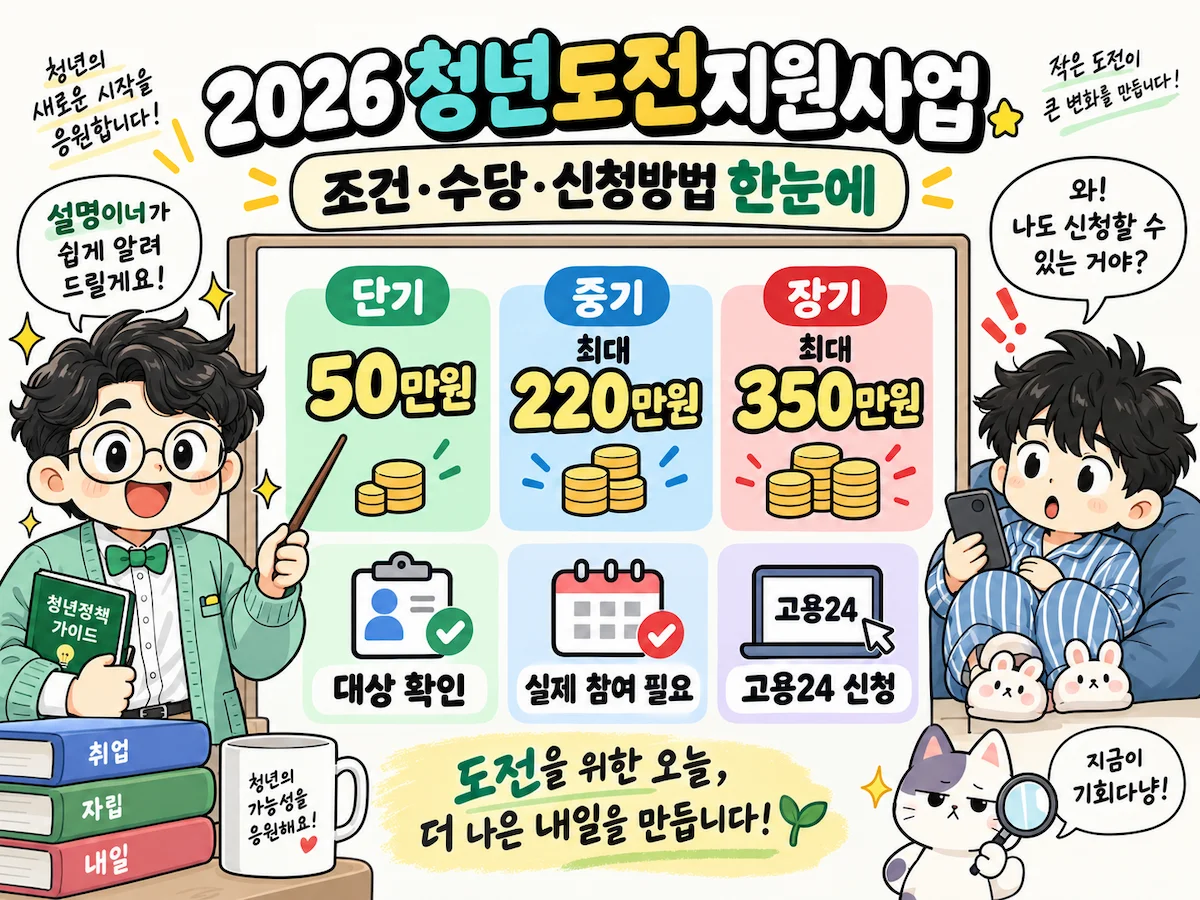 2026 청년도전지원사업 조건 수당 신청방법 한눈에 보기