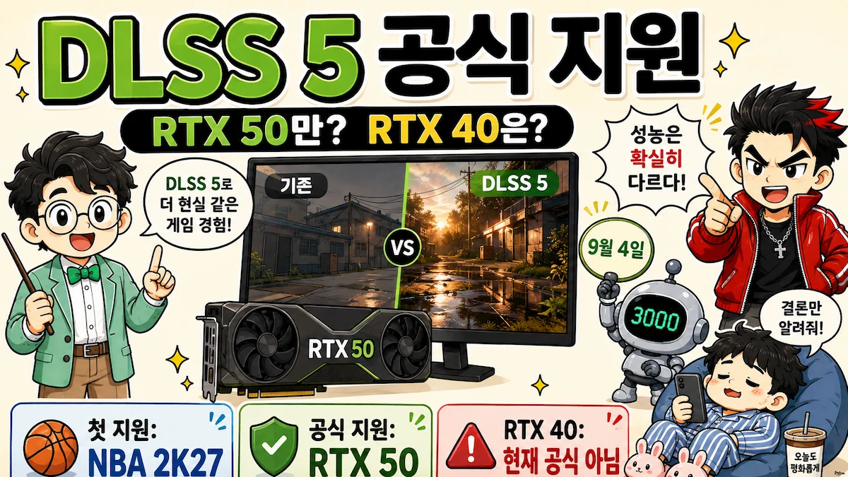DLSS 5 적용법과 RTX 50 공식 지원, RTX 40 지원 여부를 설명