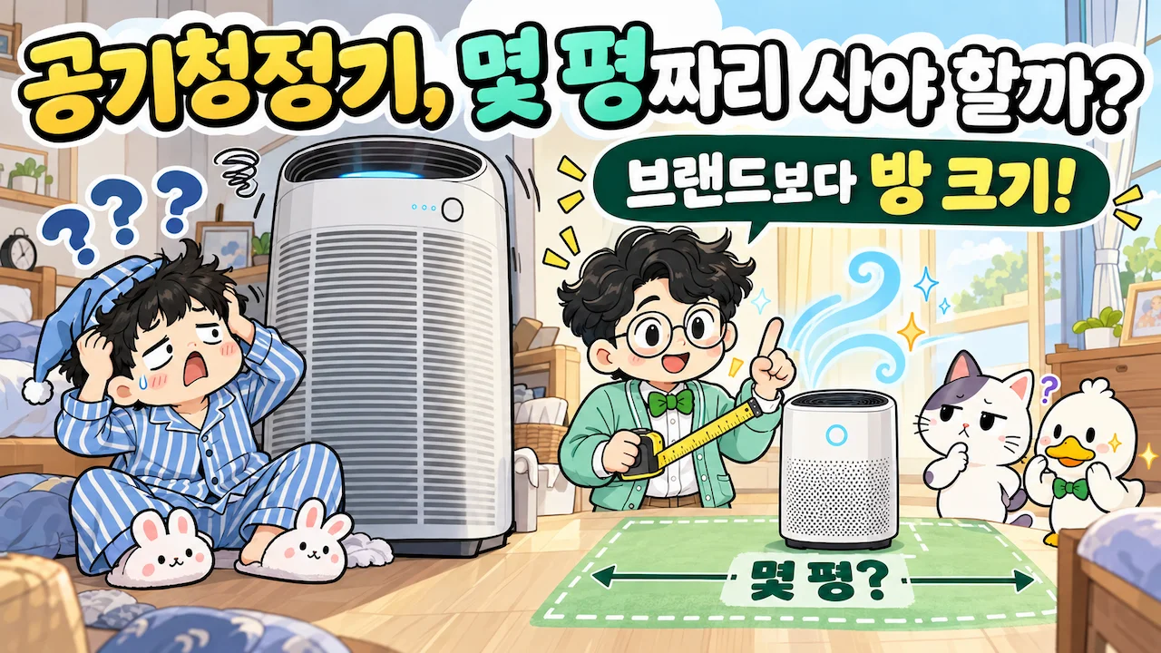 공기청정기 추천 시 몇 평짜리를 사야 하는지 방 크기로 설명하는 이너피스 대표이미지