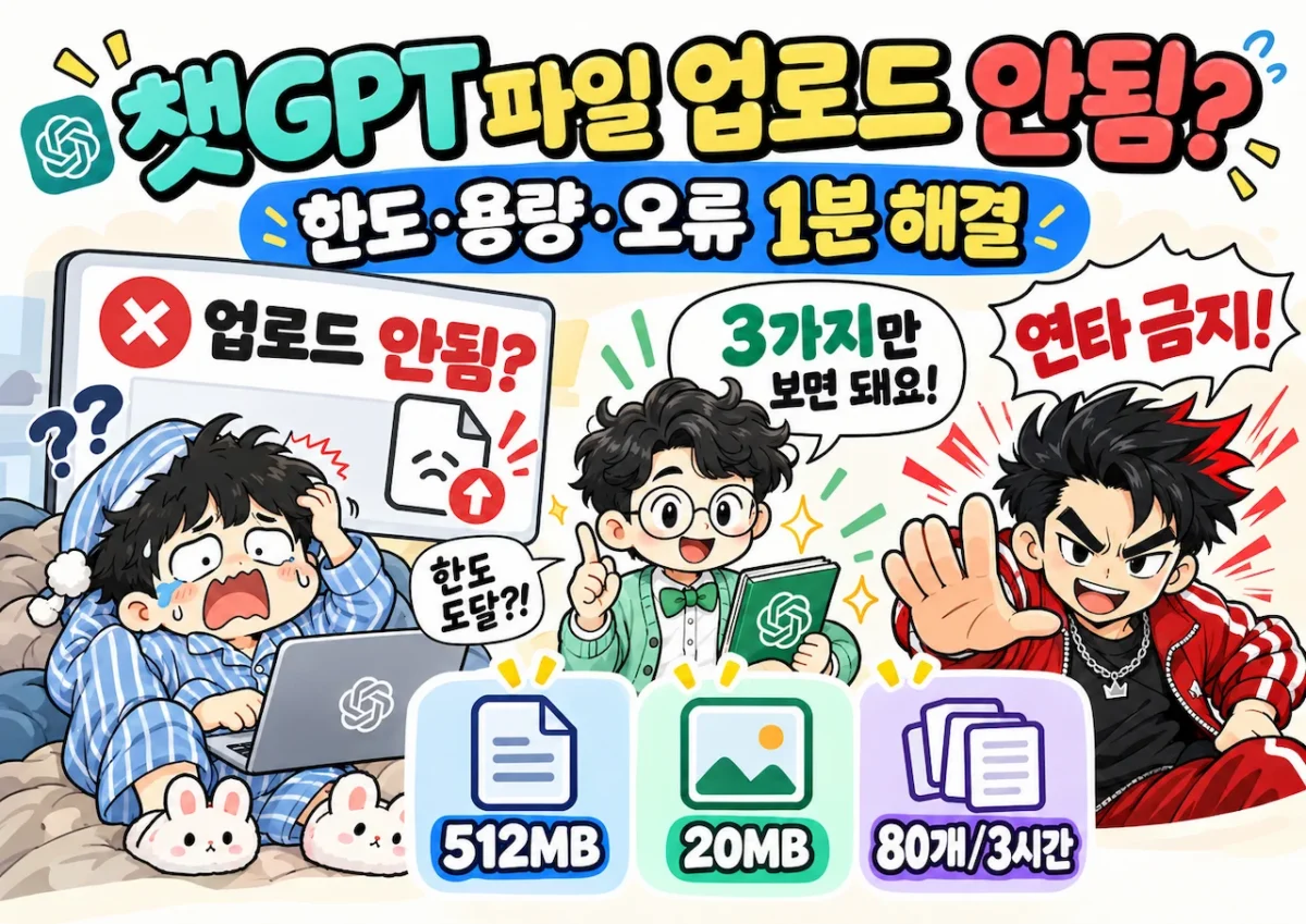 ChatGPT 파일 업로드 안됨과 업로드 한도 오류 해결법을 설명하는 이너피스 대표이미지