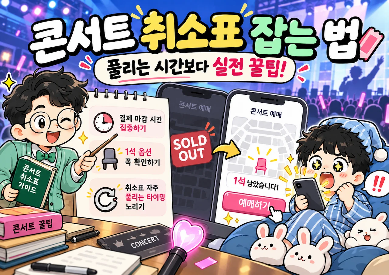 콘서트 취소표 잡는 법과 풀리는 시간, 1석 공략을 설명하는 이너피스 대표이미지