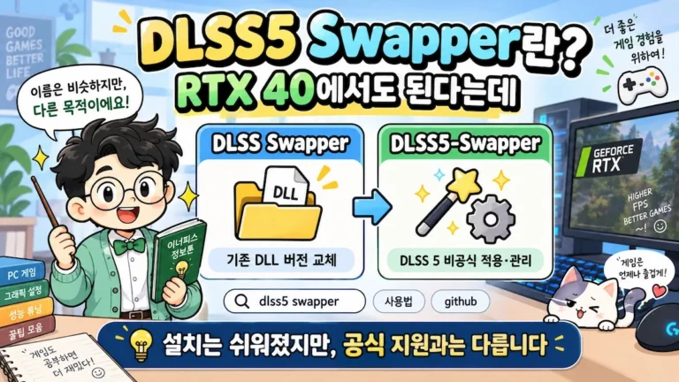 DLSS5 Swapper 스와퍼 RTX 40 적용과 기존 DLSS Swapper 차이