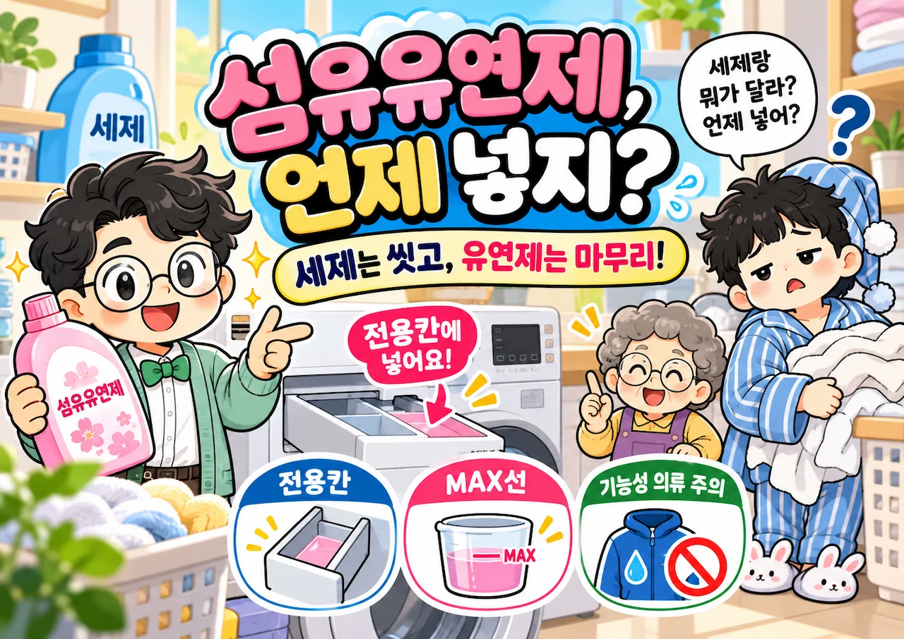 섬유유연제 사용법과 넣는 타이밍, 전용칸, MAX선을 쉽게 설명하는 이너피스 대표이미지
