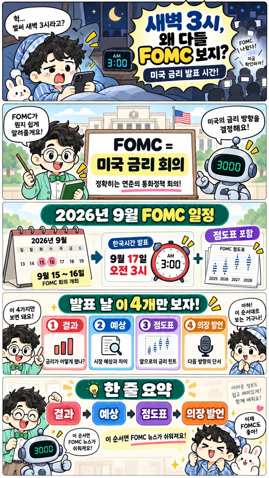 FOMC 뜻과 금리 결정 예상 점도표 기자회견 순서를 쉽게 설명한 정보툰