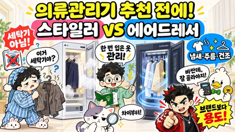 의류관리기 추천 전에 스타일러와 에어드레서 차이, 용도를 비교하는 이너피스 대표이미지