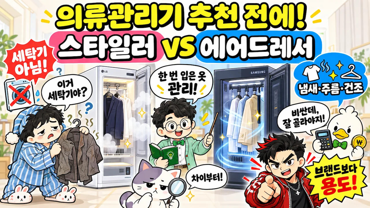 의류관리기 추천 전에 스타일러와 에어드레서 차이, 용도를 비교하는 이너피스 대표이미지