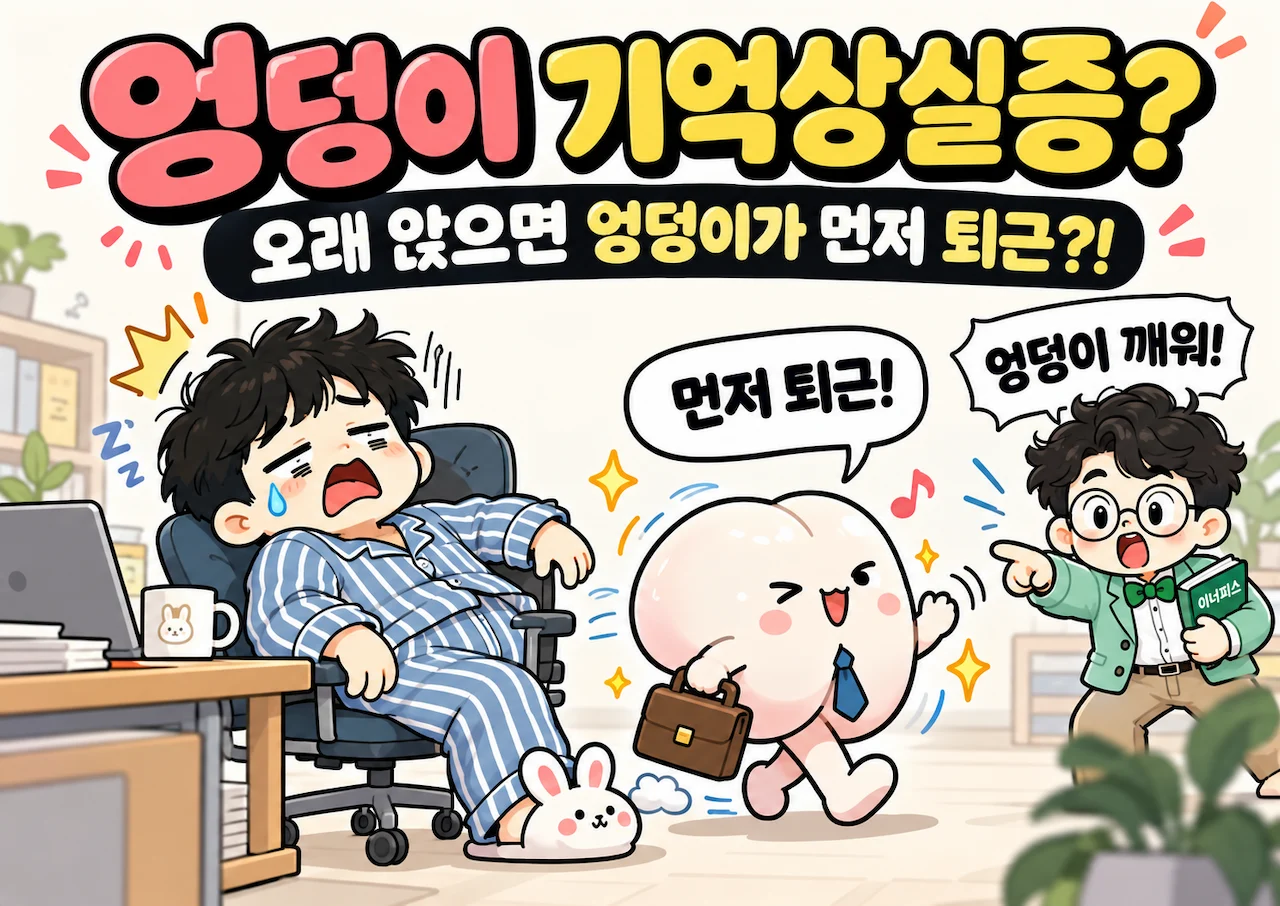 엉덩이 기억상실증과 오래 앉아 엉덩이 근육이 약해지는 이유를 설명하는 이너피스 대표이미지