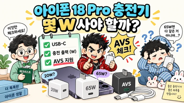 아이폰 18 Pro 충전기 20W 65W AVS 차이를 설명