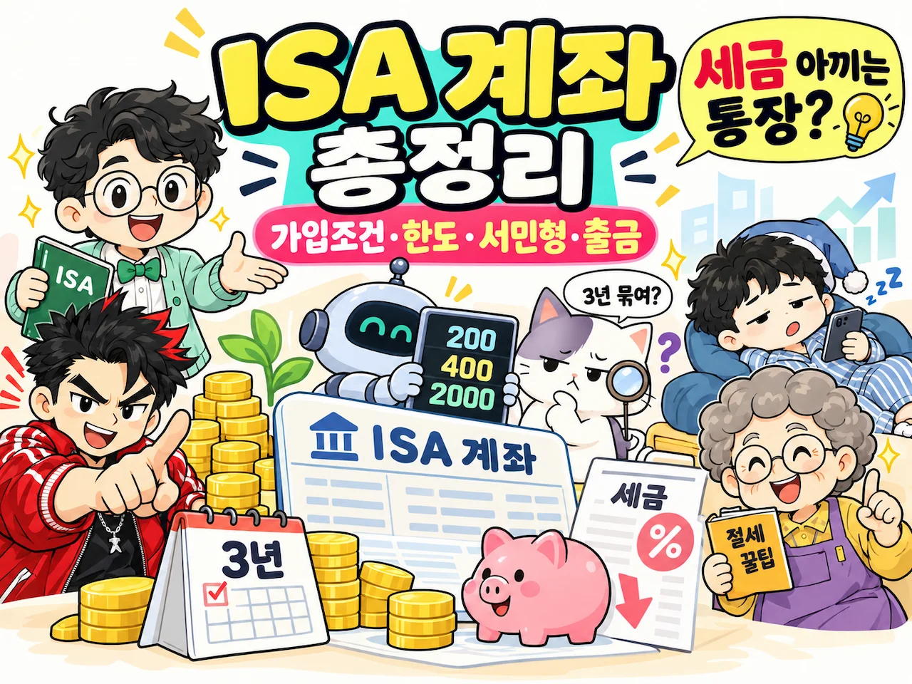 ISA 계좌 총정리 대표이미지, 가입조건 한도 서민형 출금을 쉽게 설명한 정보툰