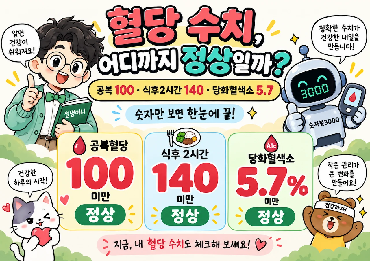 공복혈당 정상수치 100 110 126 식후 2시간 혈당 당화혈색소 기준