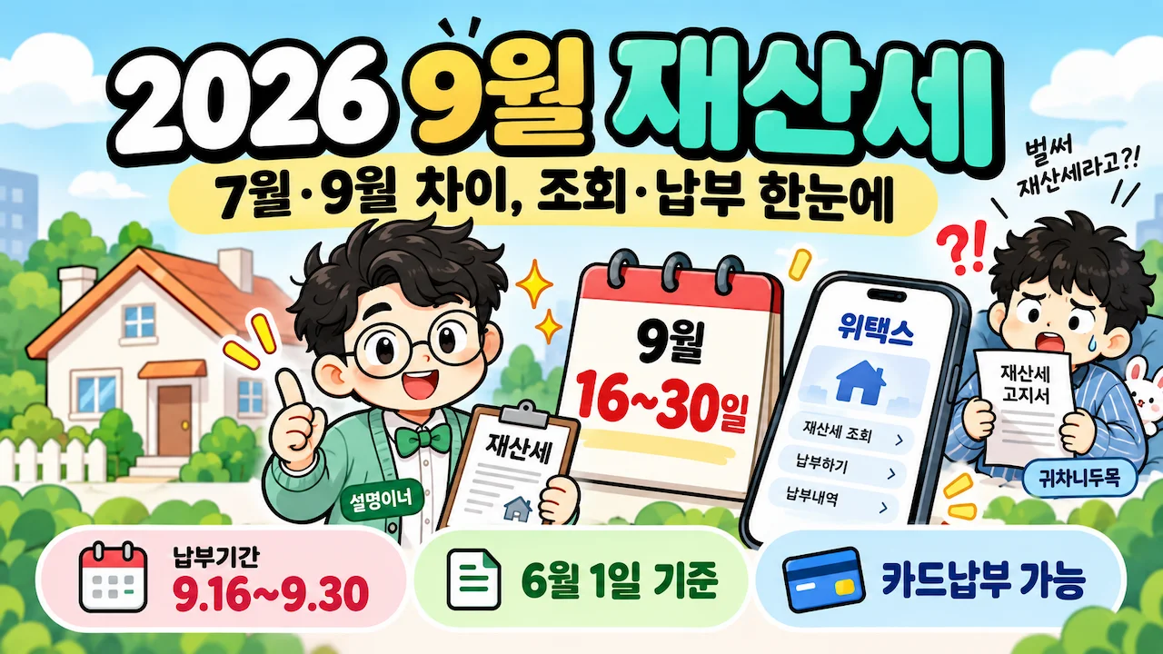 2026 9월 재산세 납부기간 7월 9월 차이 조회 납부방법