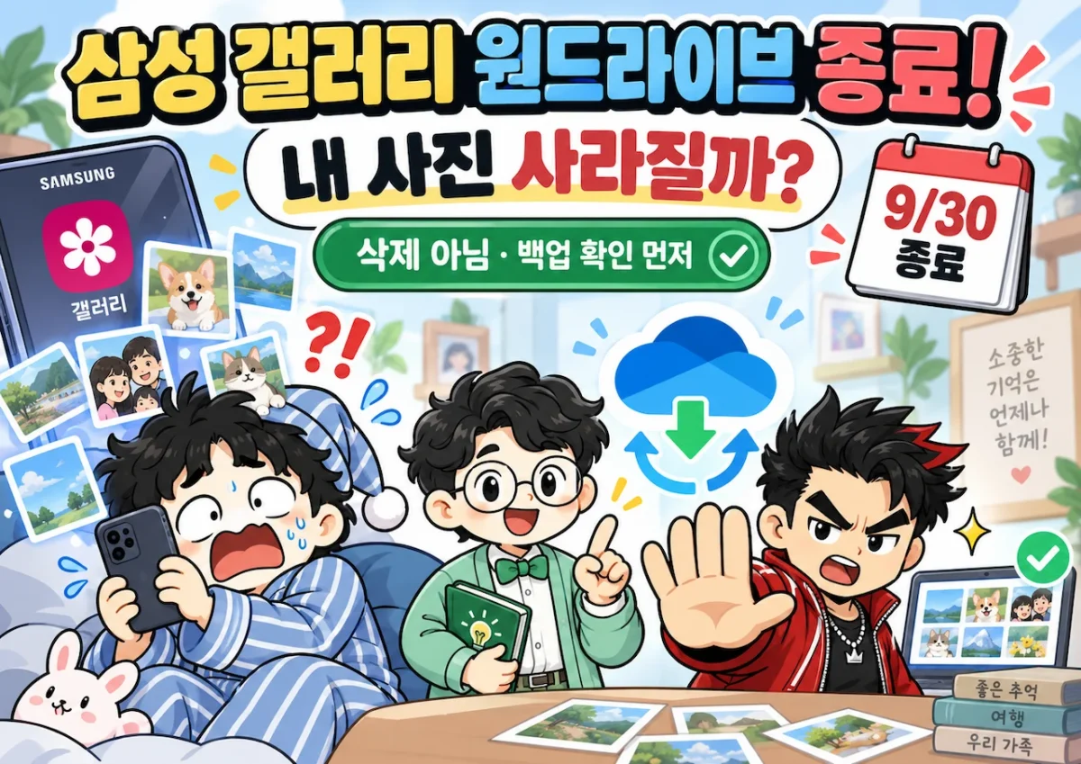 삼성 갤러리 동기화 종료로 사진이 사라질까 걱정하는 귀차니두목과 백업 확인 방법