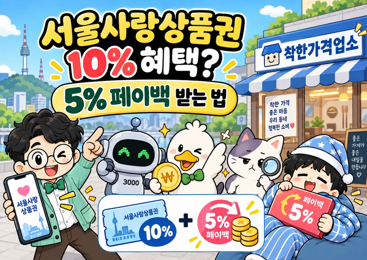 서울사랑상품권 10% 혜택과 착한가격업소 5% 페이백 받는 법을 소개하는 이너피스 대표이미지