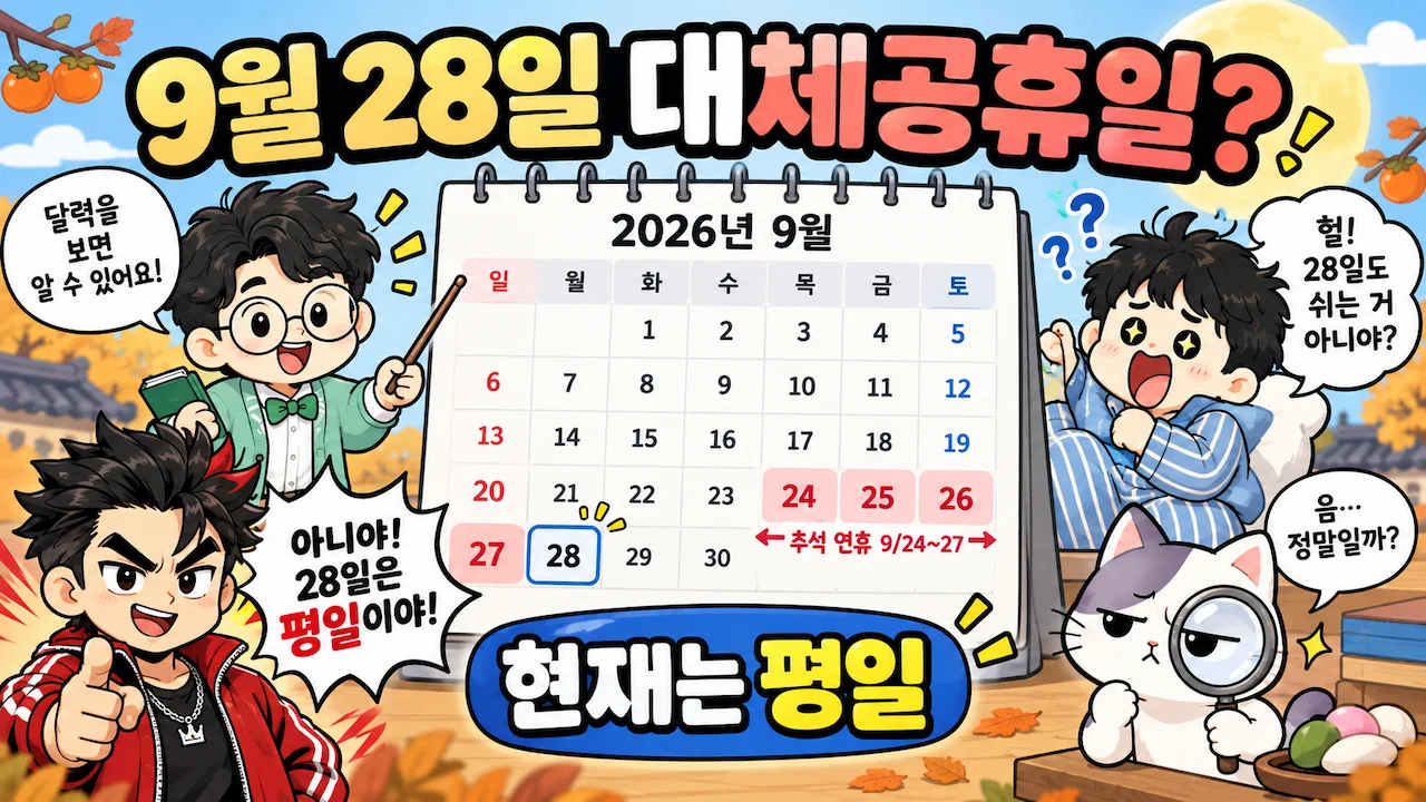 2026년 9월 28일 대체공휴일 여부와 추석 연휴 일정 안내